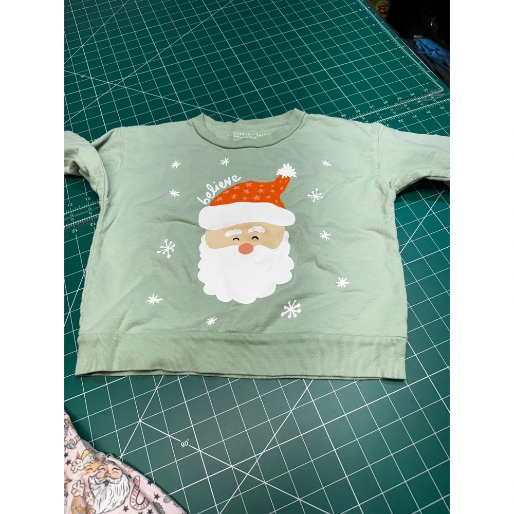 Elisabeth + Faith Kids 4T Santa Believe Sweatshirt Bell Bottom Pants Set Green